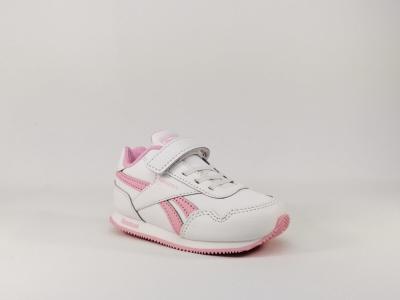 Basket blanche et rose fille bébé velcro REEBOK Royal Cljog 3