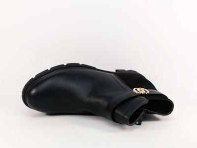 Bottine noire grande pointure femme bi-matière CINK ME V21 2 