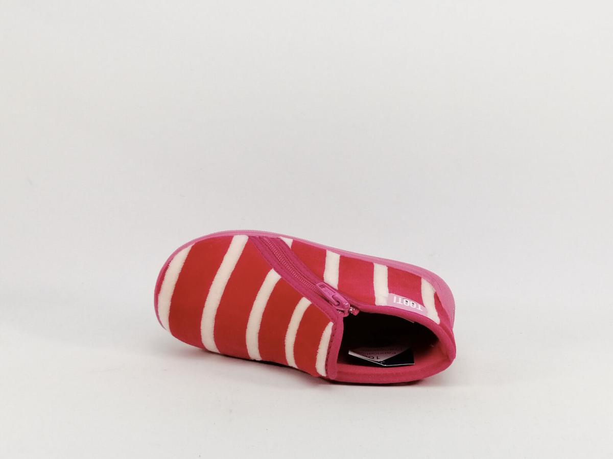 Chaussons zippés bébé fille fabriqués en France - rose imprimé