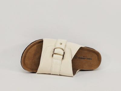 Mule femme chic cuir beige confortable et tendance TERRE DE MARINS mahity