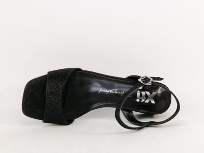 Sandale noire paillettes femme chic à talon carré destockage XTi 142346 tendance pas cher
