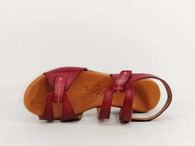 Sandale rouge femme cuir souple confortable JORDANA 681 à scratch