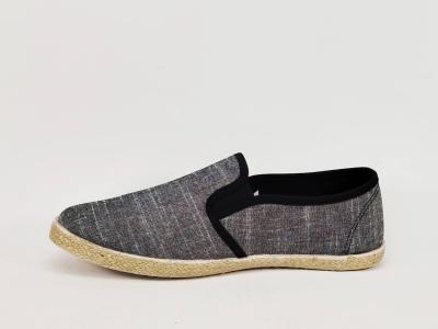 Basket espadrille homme pas cher toile grise légère souple sans lacets NORWAY B274533