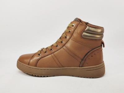 Basket montante femme cuir souple camel destockage CARMELA 161805 à pas cher confortable