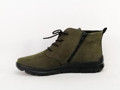 Bottine femme pieds larges souple et confortable RIEKER Z0022 cuir vert