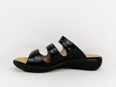 Mule grande pointure femme confortable cuir noir à velcro destockage JOSEF SEIBEL WESTLAND ibiza 66