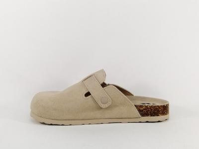 Sabots cuir femme daim beige clair destockage XTi 142871 confortable à pas cher