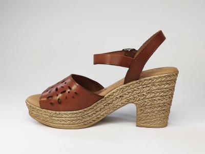 Sandale cuir camel à talon tendance et confort JORDANA 3350 pour femme