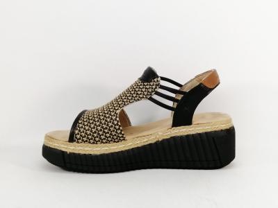 Sandale plateforme femme à élastique noire chic et confortable TOM TAILOR 9590240006