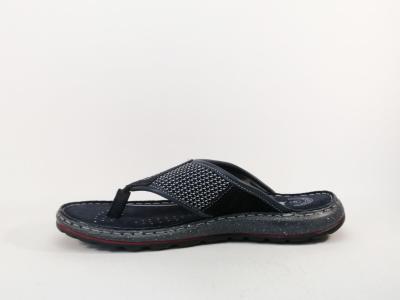 Tong homme confortable cuir marine destockage MORAN'S tapli à pas cher
