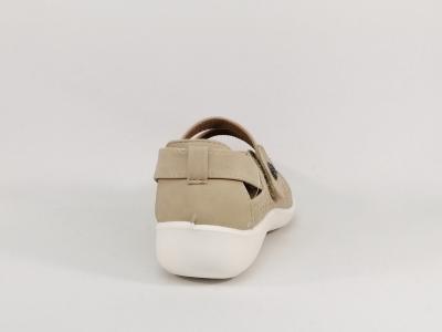 Babies beige femme confortable velcro et semelle en cuir SWEET'R myrthio ajourée