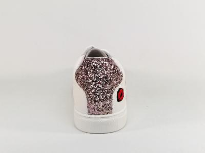 Basket femme chic cuir blanc BISOUS destockage BONS BAISERS de PANAME à pas cher