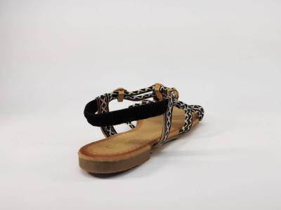 Sandale plate noire pas cher tendance à élastique pour femme STEPHAN Wsl-44