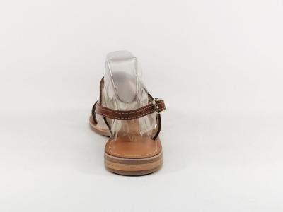 Sandale plate femme avec frange cuir camel en destockage TROPEZIENNES belie