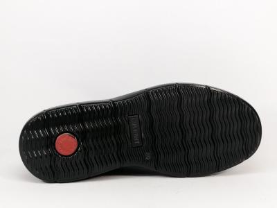 Chaussure homme grand confort cuir noir à velcro pieds larges sensibles destockage IMAC 251622