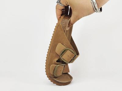 Claquette femme été cuir camel semelle mémoire de forme confortable destockage XTi 144039 pas cher