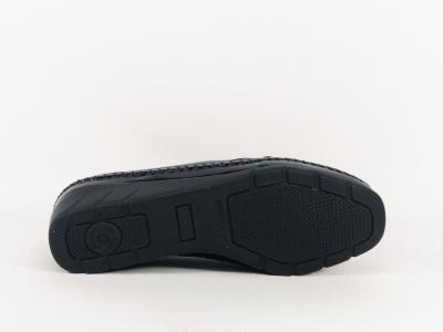Mocassin compensé femme cuir souple noir grand confort destockage LUXAT emlibe