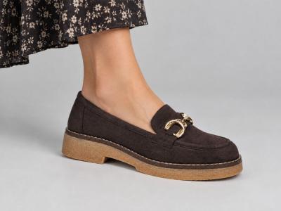 Mocassin femme daim marron grande pointure semelle cuir pas cher CINK ME DM55-3
