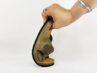 Mule cuir femme confortable PLAKTON beta vert pistacho semelle mémoire de forme
