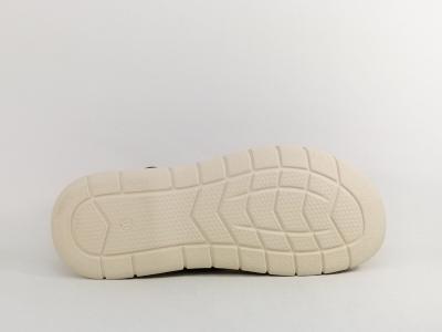 Mule homme cuir kaki marron grand confort à velcro ORLAND 25007