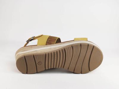 Nu-pied compensé tout cuir jaune moutarde PAULA URBAN 1-151 femme
