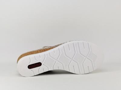 Sandale compensée beige à fleurs pour femme RIEKER V3887
