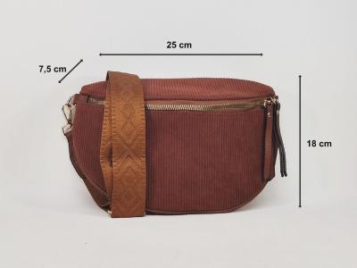 Sac banane femme pas cher velours marron chocolat tendance MARO S12-16