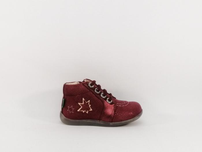 Basket montante KICKERS be power cuir bordeaux destockage fillette