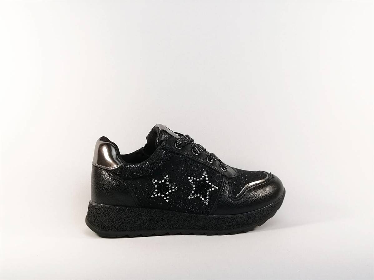 Basket de ville noire paillettes lacets zip fillette 28 34 CHIPIE
