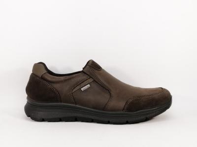 Basket homme sans lacets cuir marron waterproof confortables destockage IMAC 452568