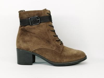 Bottine TAMARIS 25114 chic à talon cuir nubuck camel confortable pour femme
