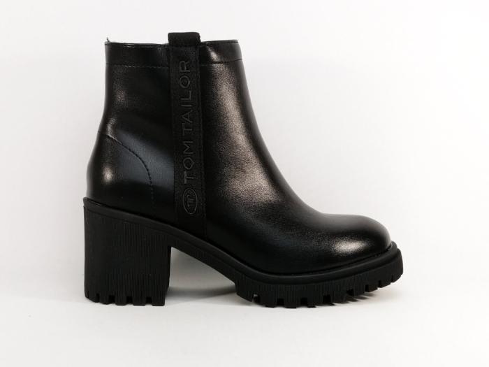 Bottine noire femme à talon chic, confortable, tendance et fourrée TOM TAILOR 6390440005