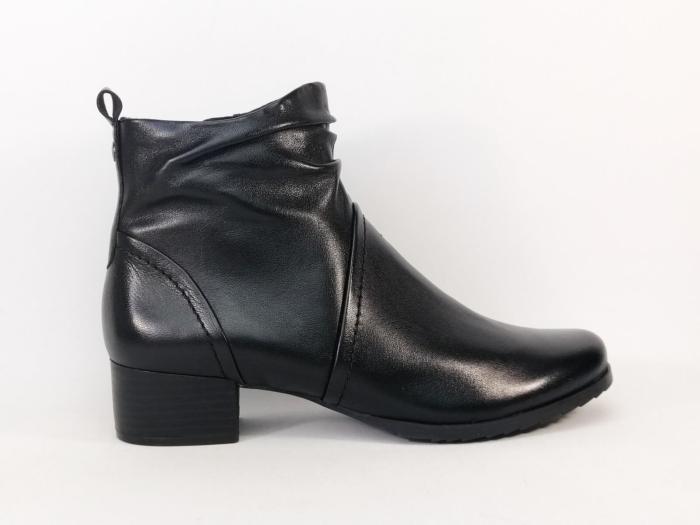 Bottines femme pieds larges cuir noir souple confortable CAPRICE 25358 à talon largeur H