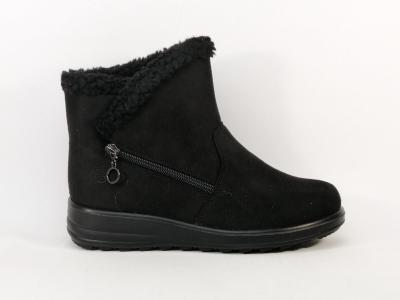 Bottines fourrées femme pas cher noires SWEET'R crucho confortables à zip