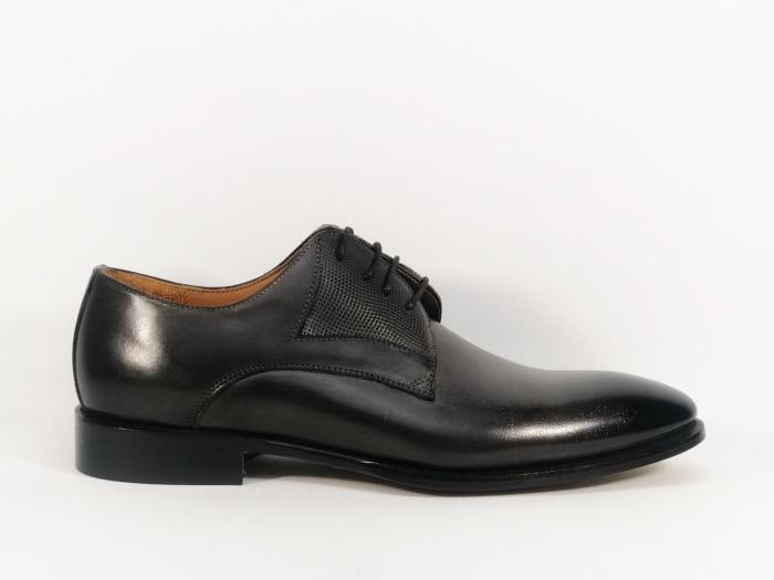 Chaussure habillée homme cuir gris foncé destockage DINO DRAGHI 13242 Fabrication Italie
