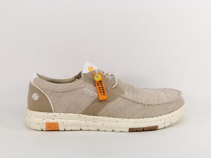 Chaussures homme sans lacets en toile beige confortable destockage DOCKERS 52AA002 pieds larges
