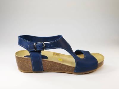 Sandale tout cuir bleu à talon compensé ARTPELLE 1731 pour femme