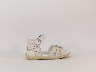 Sandale fillette cuir blanc à scratch en destockage KICKERS Bichetta