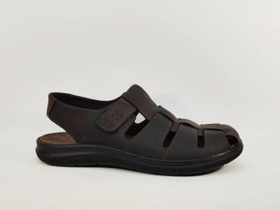 Sandale homme confortable bout fermé cuir marron destockage IMAC 753081 à pas cher