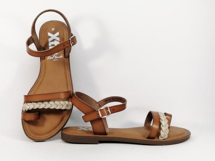 Sandale plate camel confortable avec entre-doigt destockage XTi 42881 femme