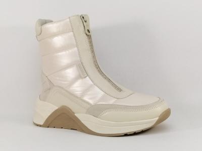 Boots femme zip devant chic et confortable destockage CARMELA 160363 blanc cassé