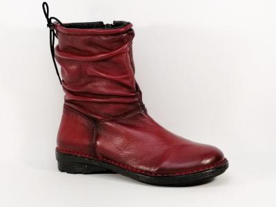 Bottine en cuir souple rouge BRANS 13639 femme Fabrication Espagne