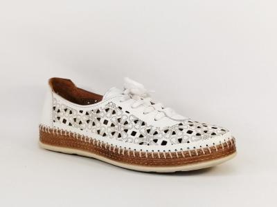 Chaussure femme cuir très souple ajouré originale et confortable MORAN'S genia blanche