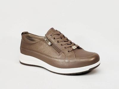 Chaussures femme pieds larges et sensibles largeur K CAPRICE 23727 taupe cuir confort