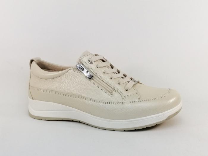 Chaussures femme pieds larges et sensibles CAPRICE 23727 largeur K cuir beige
