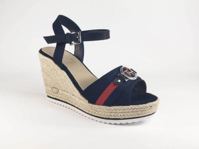 Sandale bleu marine  talon compens TOM TAILOR 8090210 femme