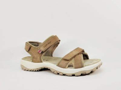 Sandale marche femme confortable pieds larges cuir beige marmot destockage IMAC 758850