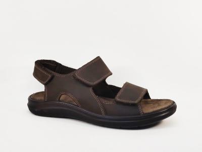 Sandale de marche homme confortable cuir marron à scratch destockage IMAC 753071