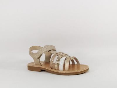 Sandale fille chic  pas cher crmonies en cuir or tendance destockage BOPY elbossa