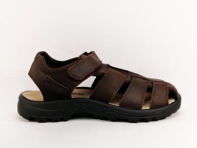Sandale de marche en cuir marron pour homme Destockage MANITOU Ymuli